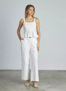 Струящаяся женская блузка с вышитыми деталями и оборками Alma en Pena, белый