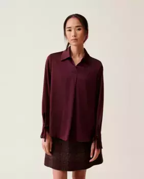 Струящаяся женская блузка с завязанными манжетами Claudie Pierlot, бордовый
