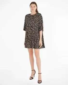 Струящееся мини-платье с принтом Tommy Jeans, черный