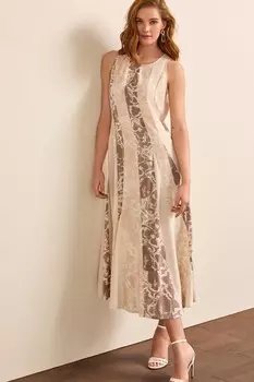 Струящееся платье миди без рукавов с разрезом Next