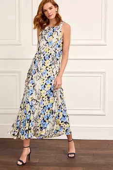 Струящееся платье миди без рукавов с разрезом Next, черный