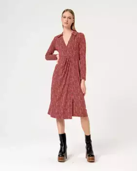 Струящееся платье миди с принтом Surkana, красный