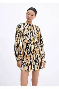 Струящееся платье с узором Mango, коричневый