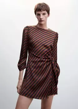 Струящееся полосатое платье MANGO, руди
