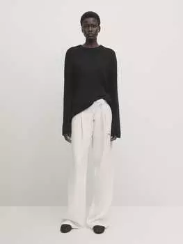 Струящиеся брюки из лиоцелла с вытачками Massimo Dutti, бежевый