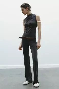 Струящиеся брюки-клеш ZARA, черный