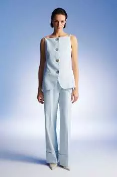 Струящиеся брюки-палаццо с высокой талией Nocturne, светло-голубой