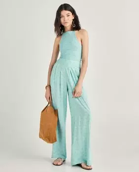 Струящиеся брюки с принтом и разрезом Green Coast