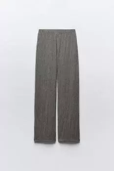Струящиеся брюки с широким брюком ZARA, экрю/черный