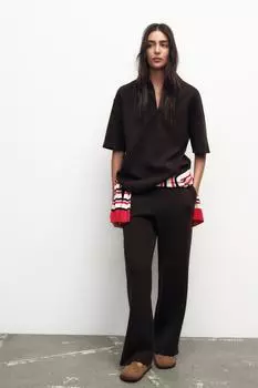 Струящиеся брюки ZARA, темно-коричневый