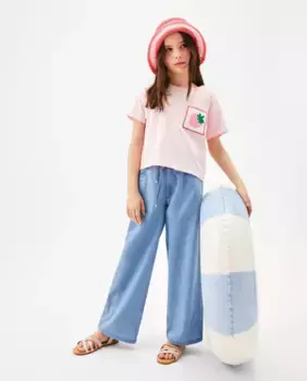 Струящиеся джинсы для девочек на резинках Kids El Corte Ingls, бледно-голубой