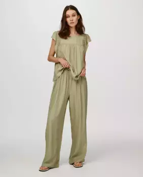 Струящиеся женские брюки Object, светло-зеленый