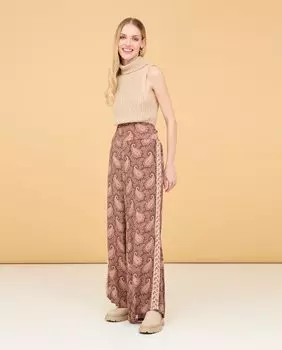 Струящиеся женские брюки с принтом пейсли Nud, коричневый