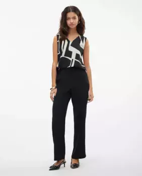 Струящиеся женские брюки с принтом Vero Moda, черный