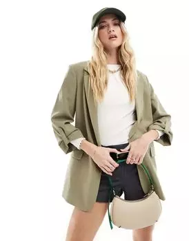 Струящийся блейзер цвета хаки Stradivarius