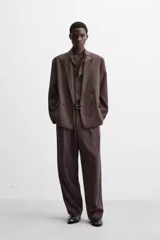 Струящийся костюмный пиджак ZARA, темно-коричневый