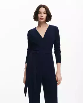 Струящийся женский комбинезон с поясом Desigual, темно-синий