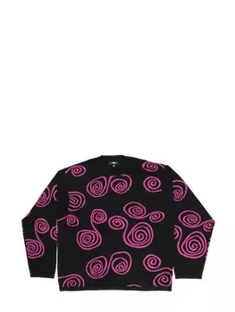 Stssy джемпер из хлопка и кашемира, черный