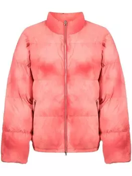 Stssy пуховик с эффектом потертости, розовый
