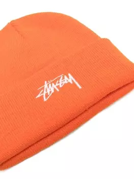 Stssy шапка бини с вышитым логотипом, оранжевый