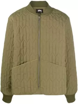 Stssy стеганая куртка на молнии, зеленый