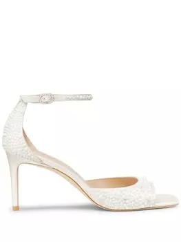 Stuart Weitzman 75 мм сандалии Bliss Pearls, белый