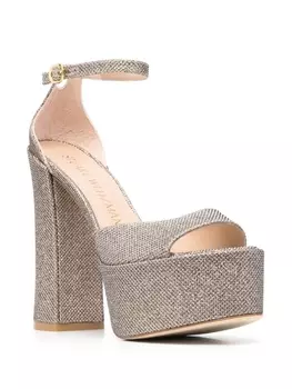 Stuart Weitzman босоножки на платформе с блестками, золотистый