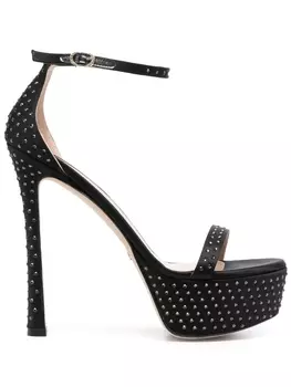 Stuart Weitzman босоножки на платформе с кристаллами, черный