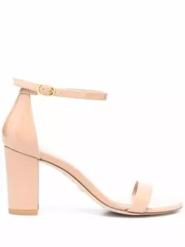 Stuart Weitzman лакированные босоножки NudistSong 80, нейтральный цвет