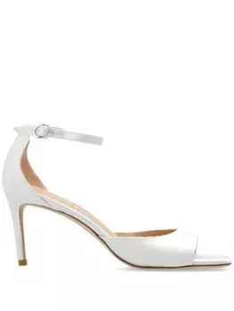 Stuart Weitzman сандалии из кожи Nudistia 75 мм, белый