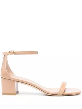 Stuart Weitzman сандалии из кожи Simplecurve 50 мм, нейтральный цвет