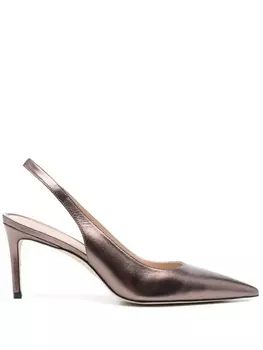 Stuart Weitzman туфли Slingback 90 с заостренным носком, коричневый