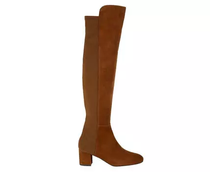 Stuart Weitzman Женские замшевые сапоги до колена на каблуке, цвет Coffee Brown