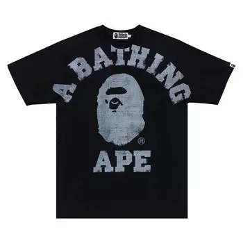 Студенческая футболка с принтом BAPE, Черная