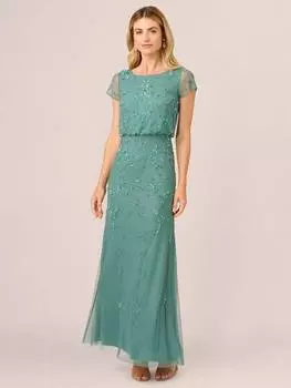 Студийное платье макси с рукавами-блузонами Adrianna Papell, цвет Slate Green