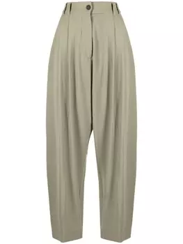 Studio Nicholson брюки строгого кроя с завышенной талией, нейтральный цвет