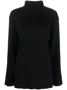 Studio Nicholson джемпер в рубчик с высоким воротником, черный