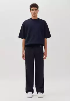 Studio seidensticker вязаный свитер "Studio", с короткими рукавами и круглым вырезом, однотонный, синий