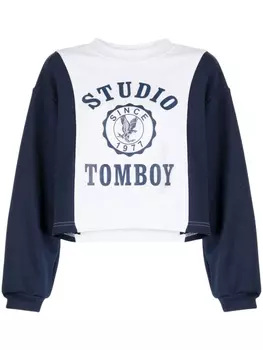 Studio Tomboy укороченная толстовка с логотипом, серый