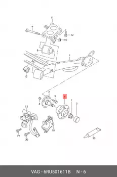 Ступица задняя в сборе SKODA Fabia 11->/VW Polo Sedan 13.09.2011-> VAG 6RU 501 611B