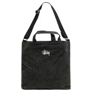 Stussy Сумка из хлопкового холста, сумка на плечо, сумка через плечо, унисекс, выбеленная, черная