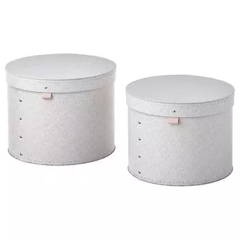 STUTERI Коробка с крышкой, 2 шт, бежевый IKEA