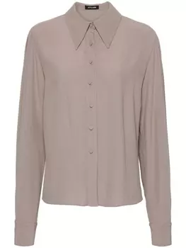 Styland креповая рубашка с объемным воротником, коричневый