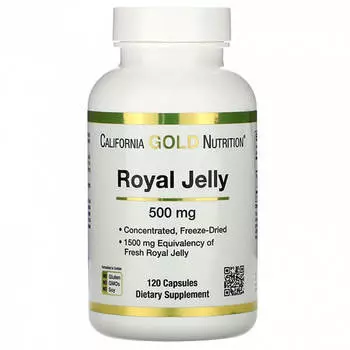Сублимированный концентрат маточного молочка California Gold Nutrition 500 мг, 120 капсул