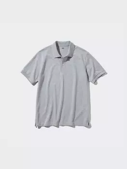 Сухая рубашка-поло из пике Uniqlo, серый