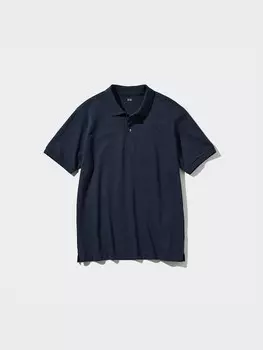 Сухая рубашка-поло из пике Uniqlo, синий