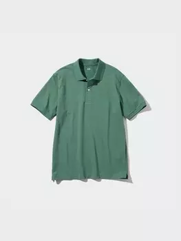 Сухая рубашка-поло из пике Uniqlo, зеленый