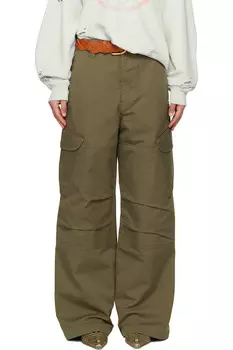 Сухие хлопковые карго-брюки из твила Acne Studios, зеленый