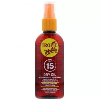 Сухое масло-спрей SPF15, бронзирующее масло для загара, 100 мл Tropic By Malibu