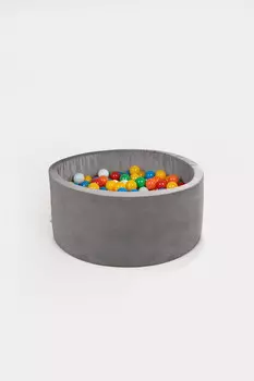 Сухой бассейн 40х90 - серый + 400 ЦВЕТНЫХ шариков tupti.wood
